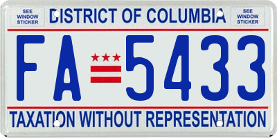 DC license plate FA5433