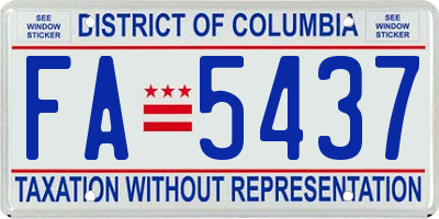 DC license plate FA5437