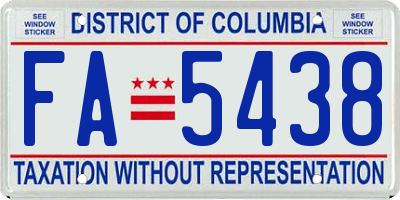 DC license plate FA5438