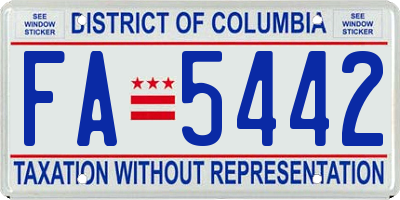 DC license plate FA5442