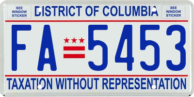 DC license plate FA5453