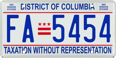 DC license plate FA5454