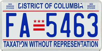 DC license plate FA5463