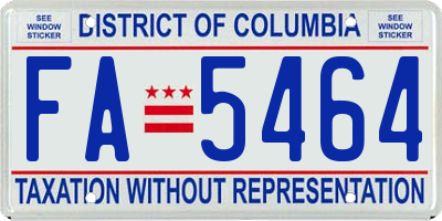 DC license plate FA5464