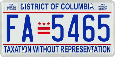 DC license plate FA5465