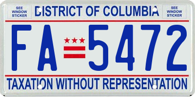 DC license plate FA5472