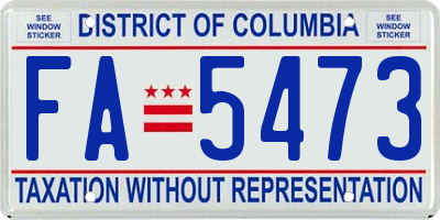 DC license plate FA5473