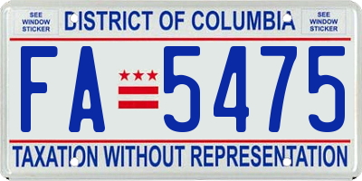 DC license plate FA5475