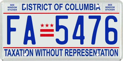 DC license plate FA5476