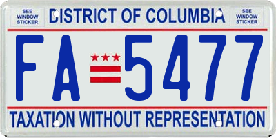 DC license plate FA5477