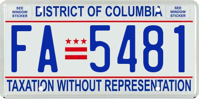 DC license plate FA5481