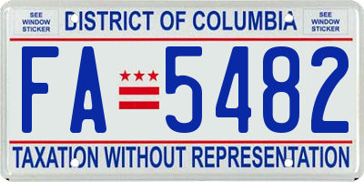 DC license plate FA5482