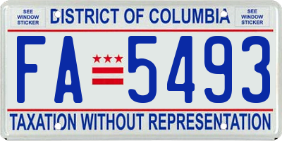 DC license plate FA5493