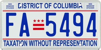 DC license plate FA5494