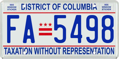 DC license plate FA5498