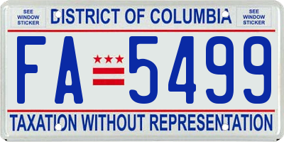 DC license plate FA5499