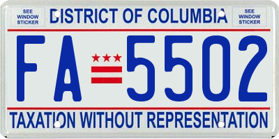 DC license plate FA5502