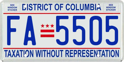 DC license plate FA5505