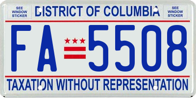 DC license plate FA5508