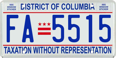 DC license plate FA5515