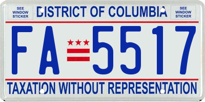 DC license plate FA5517