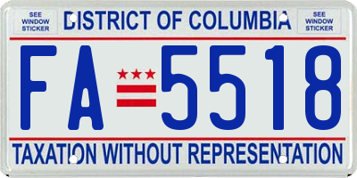 DC license plate FA5518