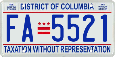 DC license plate FA5521