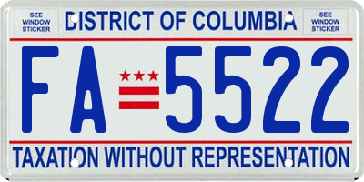 DC license plate FA5522