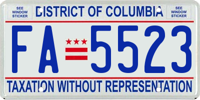 DC license plate FA5523