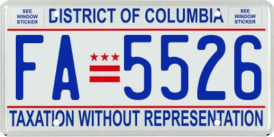 DC license plate FA5526