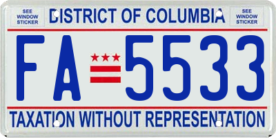 DC license plate FA5533