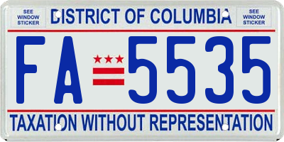 DC license plate FA5535