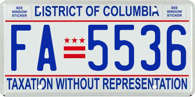 DC license plate FA5536