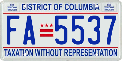 DC license plate FA5537