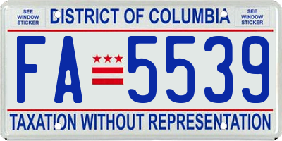 DC license plate FA5539