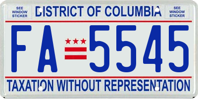 DC license plate FA5545