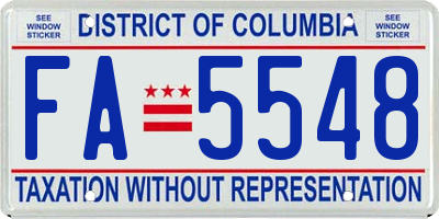 DC license plate FA5548