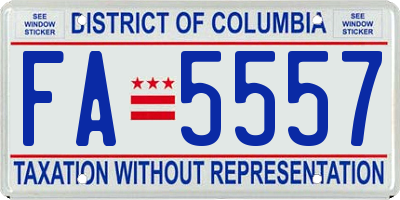 DC license plate FA5557