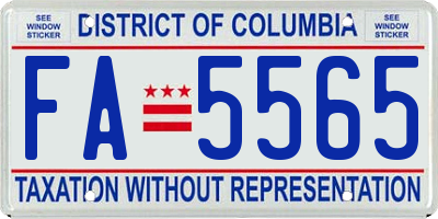 DC license plate FA5565