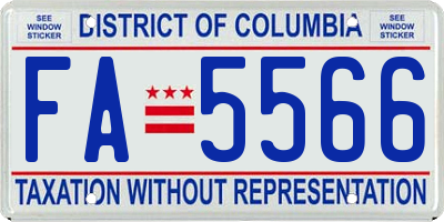 DC license plate FA5566