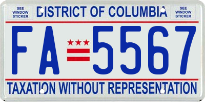 DC license plate FA5567