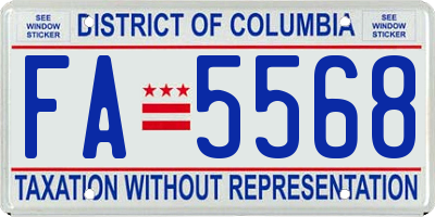 DC license plate FA5568