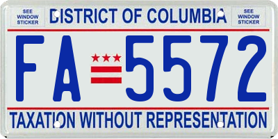 DC license plate FA5572