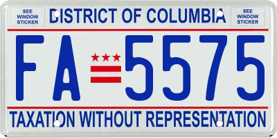 DC license plate FA5575