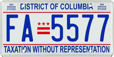 DC license plate FA5577