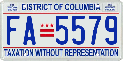 DC license plate FA5579