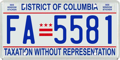 DC license plate FA5581