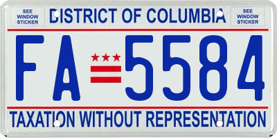 DC license plate FA5584