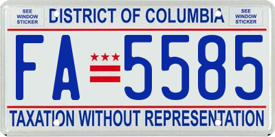 DC license plate FA5585