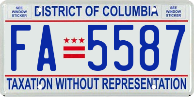 DC license plate FA5587